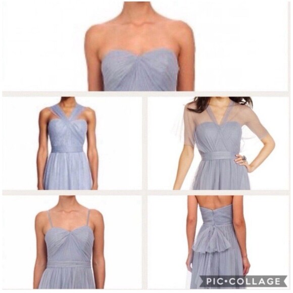 Adrianna Papell Infinity Dress Size 2 Strapless Tulle Convertible Gown in Slate - Picture 3 of 10